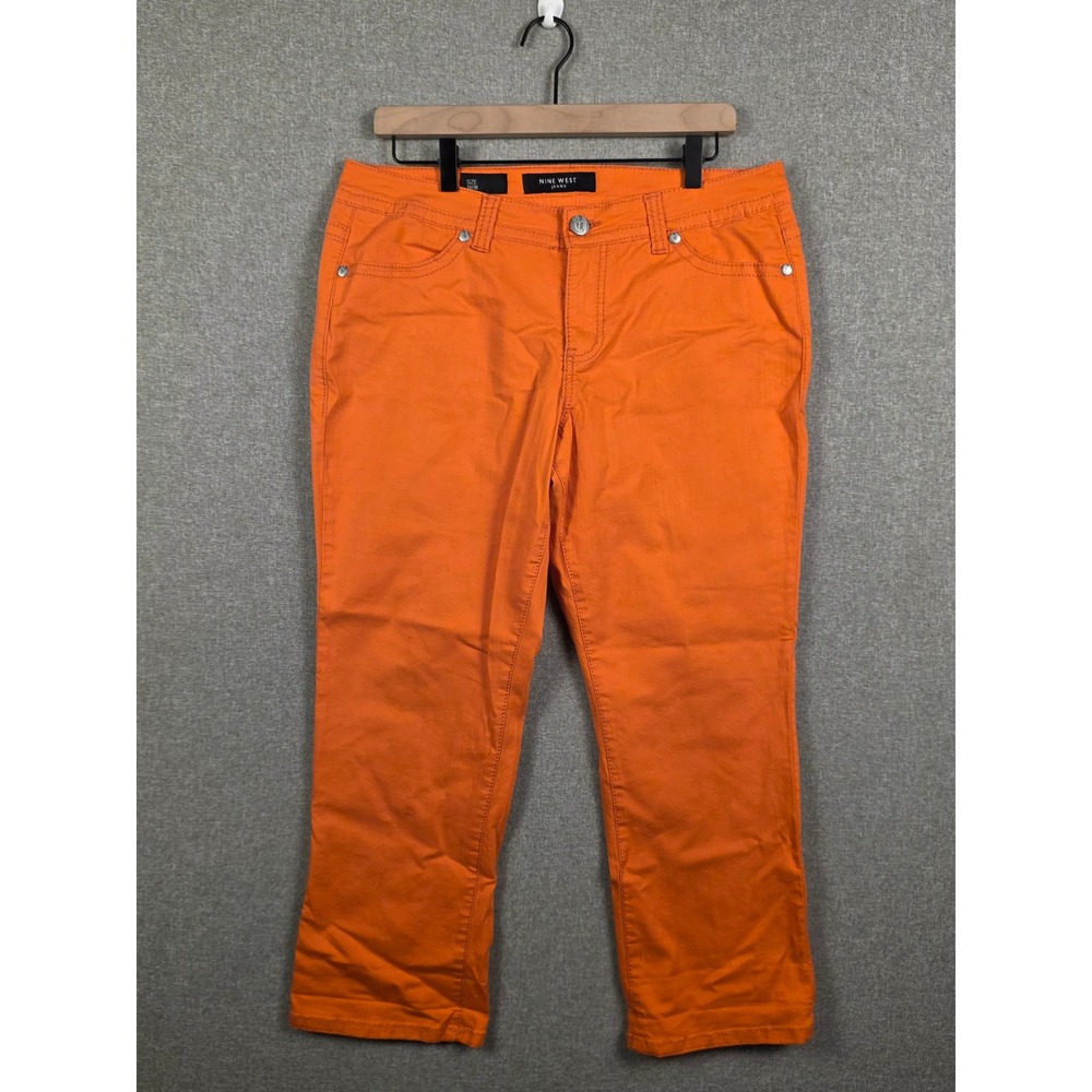 Nine‎ West Jeans Bling Capri Orange Stretch Cropped Pants Womens 12/31 NWD4896